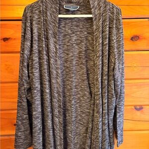 Karen Scott Women's Open-Front Marled Black Cardigan Sweater